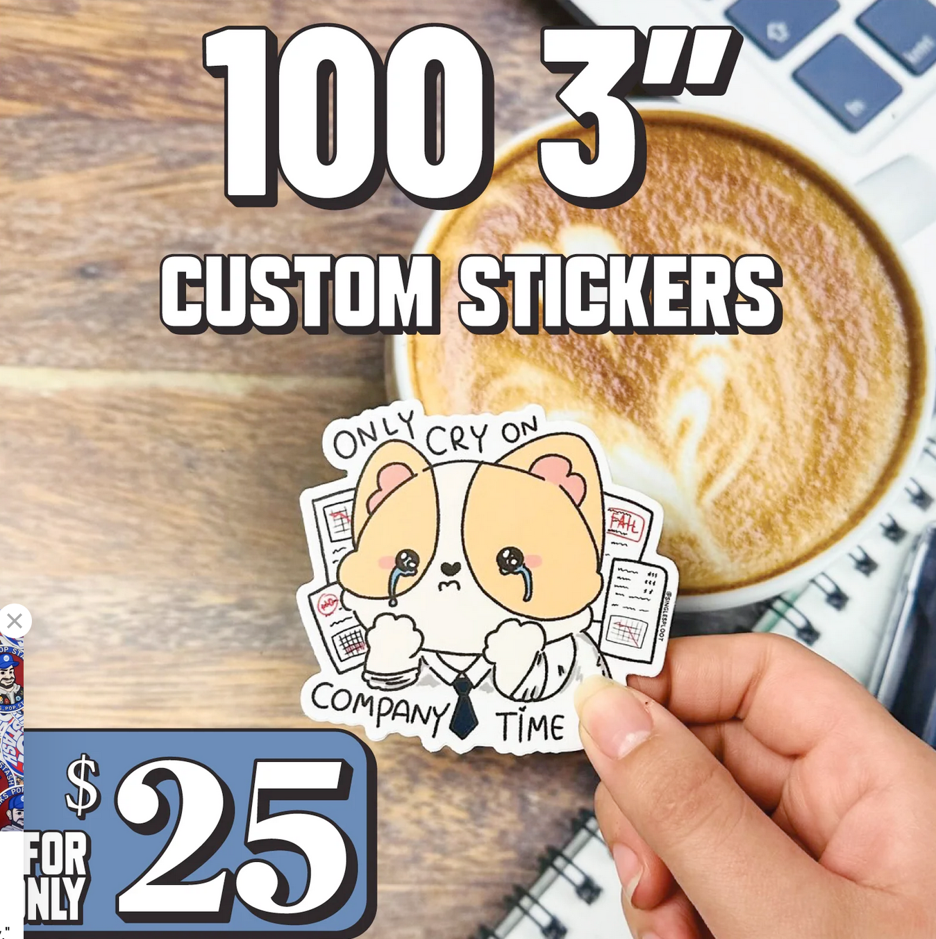 Holiday Sale! 100 3-inch Custom Stickers